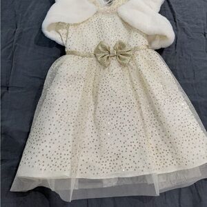 Elegant Gold and Cream Kids Formal Dress
